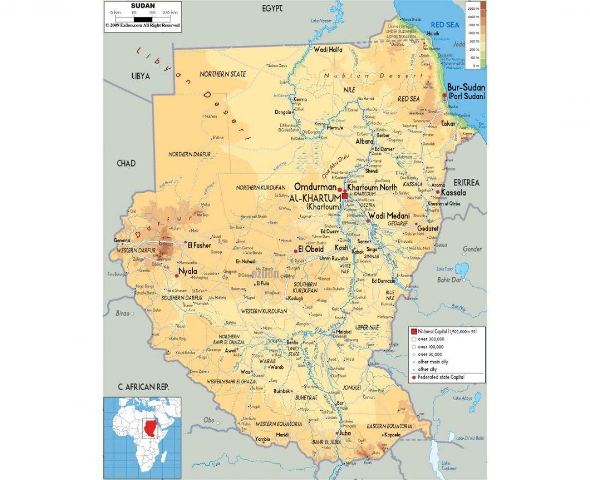 Χάρτης του Σουδάν δρόμους