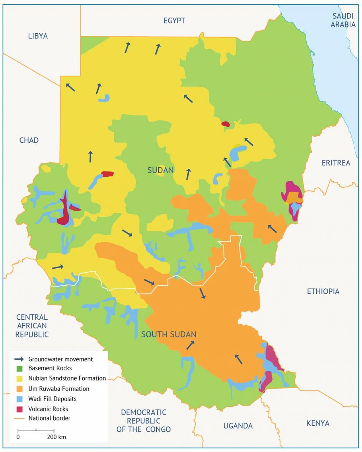 Χάρτης του Σουδάν λεκάνη 