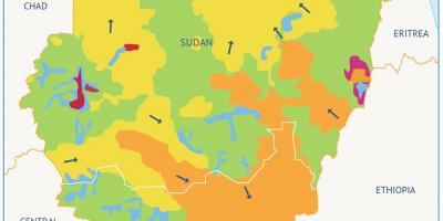 Χάρτης του Σουδάν λεκάνη 
